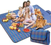 Picnic Blanket with Carrying Handle, 59"x79" Waterproof Picnic Mat, Sandproof Beach Blanket Portable Camping Blanket Lightweight for Park Beach Camping Courtyard150 x 200cm