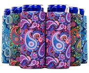 QualityPerfection Slim Can Cooler Sleeve,Beer Blank Skinny 12 oz Neoprene Coolie - Perfect For 12oz RedBull,Michelob Ultra,Truly (6, Paisley Old)