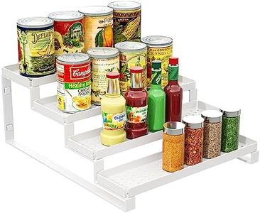 TOMIR Spice Rack 4-Tiered Shelf Organizer, Metal Seasoning Organizer Can Risers for Pantry, Sturdy Spice Holder for Inside Cabinet, Kitchen Spice Jar Rack Large Display Countertop Shelves, White