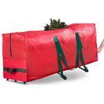 Rolling Large Christmas Tree Storage Bag - Fits Upto 9 ft. Artificial Disassembled Trees, Durable Handles & Wheels for Easy Carrying and Transport - Tear/Water Proof Polyethylene Plastic Duffle Bag