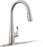 KOHLER K-597-VS Simplice Pull Down Kitchen Faucet, 3-Spray Faucet, Kitchen Sink Faucet with Pull Down Sprayer, Vibrant Stainless