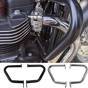 Midimttop Motorcycle Bumper Engine Protector for Tri-umph Bonneville T100 T120 Street Twin Speed Thruxton R Speedmaster 2017 2018 2019 2020 2021 Crash Bar (Chrome), Black,Chrome (MD-196-CA)