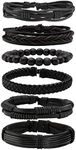 MILAKOO 6 Pcs Black Braided Leather