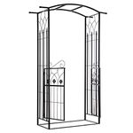 Outsunny Garden Outdoor Entrance Arch with Door Outdoor Patio Decoration for Rose Trellis Arbour Climbing Plant 131L x 49W x 200Hcm