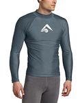 Kanu Surf Men's Long-Sleeve Platinum UPF 50+ Rashguard, Charcoal, Large