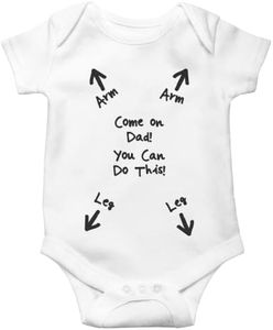 SMARTYPANTS Come On Dad! You Can Do This! Cute Funny Fun Cheer Instructions New Father Dad Dada Dressed Baby Clothes Short Sleeved Babygrow Bodysuit Onesie Vest Gift Present, White, 6-12 Months