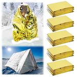 5 PCS Emergency Blankets 160 * 210cm - Insulation Lightweight Thermal Blanket for Outdoors Rescue - Survival Tools for Camping Hiking Marathon First Aid Blankets- As Tents Shelter