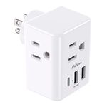 Outlet Extender Multi Plug Outlet - USB Wall Charger with 3 USB Ports (1 USB C), No Surge Protector Cruise Essentials for Ship and Travel, ETL Listed