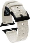 BARTON WATCH BANDS - Linen White (Black PVD Hardware) Canvas Watch Bands Compatible with Apple Watch Models - 1, 2, 3, 4, 5, 6, 7, 8, 9, 10, SE, Ultra & Ultra 2 - (42mm/44mm/45mm/49mm)