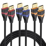 ApoJodly 8K HDMI Cable 2.1 6FT 3-Pack, 8K & 4K HDMI Cord Ultra High Speed HDMI to HDMI Cable 48Gbps 8K@60Hz, 4K@120Hz (HDCP 2.2&2.3, HDR10, 3D, eARC) for PS5/PS4, Monitor, HDTV, Roku TV, PC, Blu-ray