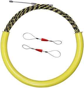 Piowio 15m/49FT Fish Tape with Storage Tube Wire Guider Wire Threader Cable Puller for Electrical Wiring (15m Yellow+Black with Storage Tube)