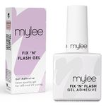 Mylee Fix 'N' Flash Gel 10ml - Brush On Clear Nail Adhesive Glue for Soft Gel Tips, Acrylic Nails, False Nails & Tips, Cures with UV/LED, Soak Off, for Professional, Salon & Home Use
