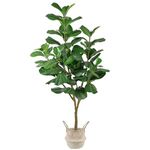 Warmplants Artificial Fiddle Leaf Fig Tree, 6ft Tall Fake Fiddle Leaves Silk Plant with Woven Basket, Decorative Faux Ficus Lyrata Tree for Indoor Outdoor Home Office Living Room