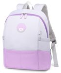 Rockpapa Toddler Backpack for Girls Boys Kids Color Block Backpacks For School, Travel, Multifunctional Cute Large Capacity Child Backpacks(Gray Purple)