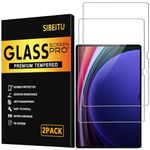 SIBEITU 2 Pack Screen Protector for Samsung Galaxy Tab S9 Plus 12.4 Inch, HD Clear 9H Hardness Tempered Glass Film Compatible with Galaxy Tab S8 Plus/S7 Plus, Scratch Resistent, Touch Sensitive