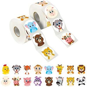 600 pegatinas redondas adorables de animales terrestres, 16 diseños con línea perforada para regalo de fiesta infantil (versión ampliada, cada uno mide 3.8 cm de diámetro)