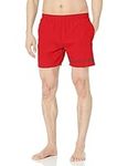 BOSS Men's Standard Vertical Logo Swim Trunks, Deep Red, Medium