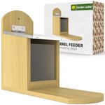 Squirrel Feeder with Metal Roof - Natural Wood with Extra Long Feeding Platform - Great Outdoor Wildlife Feeding Station Encouraging Squirrels to your Garden