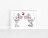 Personalised Minnie Mickey In Love Word Art Print - Anniversary, Wedding, Engagement, Valentines Gifts - A5, A4 Prints & Framed