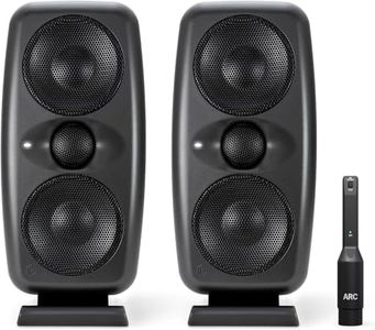 IK Multimedia iLoud MTM MKII - Pair of new generation compact hi-end studio monitors with built-in ARC room correction, speaker emulation, 100W power. Includes ARC calibration microphone. Black.