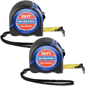 WORKPRO Tape Measure 25 FT, Tape Measure with Fractions Every 1/8"and 1/32" Accuracy, Quick Read, Nylon Coated, Shock-Resistant Case and Belt Clip, 2 Pack