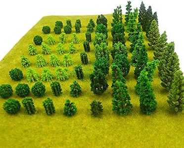 MOMOONNON 70pcs Mixed Miniature Artificial Wargame Trees Model Railroad Scenery Diorama Supplies Landscape, Green