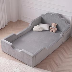 oaskys Toddler Floor Bed, No Assembly Needed Toddler Bed for Ages 3-8, Super Soft Frameless Foam Design with Removable Machine Washable Cover, Low to Ground Camas para Niños Bed