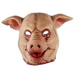 eBoutik – Adults Spooky Halloween Latex Realistic Novelty Joke Costume - Horrible Horror Hog Creepy Farm Anicmal Scary Silicone Full Cover Head Pig Face Mask Cosplay or Fancy Dress Outfit - Killer Pig