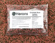 HERONS - Cichlid Duo Pellets, Premium Quality Fish Food For All Cichlids, Malawi Fish Food, No Fish Meal, With Omega-3 and 6 and Amino Acids, Colour Enhancing - 100 grams