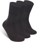 Facool Diabetic Wool Quarter Socks - Non-Constricting Non-Binding Loose Top, Perfect for Edema & Swelling Relief, 3 Pairs Brown Large