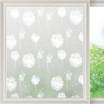 GK Trading Starlite Enterprises 3D Printed Window Privacy Sticker Glass Self Adhesive Decorative for Bathroom/Door Window/Heat Control/Sidelight/Anti UV (Dandelion,2 x 10 Feet)