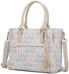 MKF Crossbody Shoulder Bag for Women – PU Leather Top Handle Pocketbook – Roomy Tote Satchel Handbag Purse M Charm, White, Large