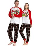 Azuki Family Christmas Pajamas Matching Sets Holiday PJs for Women/Men/Couples, White, Small