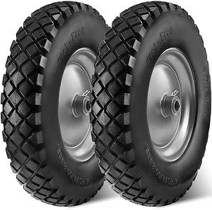 MaxAuto Wheelbarrow Tires 4.80 4.00-8 Flat-Free 4.80/4.00-8 Tire and Wheel w/Grease Fitting, 3" Centered Hub, 3/4" Bearings, 4.80 4.00-8 Tire for Hand Truck, Trolley, Garden Cart, Wagons, Gray