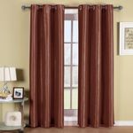 Royal Hotel Bedding Soho 100% Blackout Window Curtains Panels, Top Grommet Faux Silk Panels, Solid Curtains Set of 2, Pair Curtains, 96 Inches Long, Rust