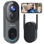 Doorbell Camera Wireless Outdoor, BOTSLAB 5MP 1:1 Head-to-Toe with 180° View, No Monthly Fee, 2-Way Audio, AI/Rader/PIR Detection, 2.4&5GHz WiFi, Battery/Wired, Night Vision, Alexa & Google Assistant