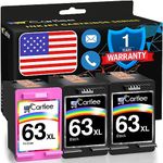 Cartlee 3 Remanufactured 63XL 63 XL High Yield Ink Cartridges for HP Envy 4512 4520 DeskJet 3632 2130 1110 1112 2132 3630 3634 3636 3637 OfficeJet 3830 3833 4650 4652 5255 5258 Printer Black, Color