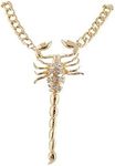 JOTW Goldtone with Clear Iced Out Scorpion Pendant with a 22 Inch Adjustable Link Necklace (B-456)