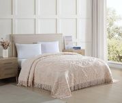 Beatrice Home Fashions Queen, Blush, Lotus Medallion 100% Cotton Chenille Bedspread, Soft, Cozy, Lightweight, Fringe