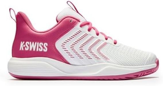 K-Swiss Women's Ultrashot Light Pickleball Tennis Shoe - Lightweight Court Shoes Lateral Movement Stable Support, White/Red 7.5 M