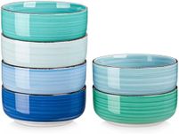 vancasso Bonita Cereal Bowls Set of 6, 24 Oz Ceramic Bowls for Kitchen, Dishwasher & Microwave Safe Bowls for Soup, Cereal, Dessert, Fruit, Blue Colored Bowl Set