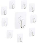 ANH MART Stainless Steel Adhesive Hooks 33Lb(Max) Sticky Transparent Reusable Removable Hooks For Hanging Waterproof Oilproof And Rustproof For Bathroom Living Room Kitchen Office- Pack Of 10