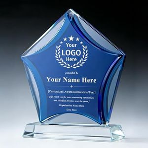 UPTHIC Customized Crystal Trophy Awards, Personalized plaques Engraved with Logo Text, Retirement Gifts, Employee Appreciation Gifts, Employees, Colleagues, Priests (Pentagram)