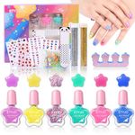 ETYJO Childrens Nail Varnish - Non-Toxic Kids Nail Polish 6 Colors Girls Nail Varnish Sets Kids, Peel-Off Water Based Nail Polish Girls Nail Polish Set for Children Teens Gift Kit