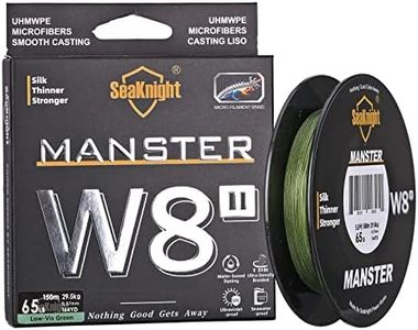 Seaknight W8 II 8 Strands Braided Lines 150M Smooth PE Braid Multifilament Wire Carp Fishing Lines Double Coating UV-proof Saltwater-proof Fishing Line for Sea Fishing 15-100LB