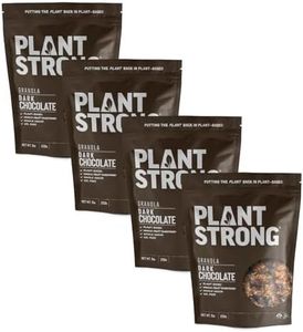 PLANTSTRONG Dark Chocolate Granola – Whole Grain Oil-Free Granola, Sweetened Only with Dates, Made from Whole Plants, Handmade Small Batch, Crunchy Breakfast Cereal or Snack (4-Pack (9 oz Bags))