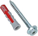 fischer 555110 DUOPOWER Wall Plug & Screw, Red/Grey, 10 x 50 mm, Set of 25 Pieces
