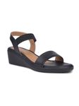 Liberty LDF-22 Women Casual Sandal with PU Upper | PU Sole Sandal for Women | Stylish Wedge Heel Elastic Sandal for Women (41 EUR - Black)