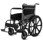 EASYCARE Foldable Wheelchair for Old People and Patient, Suitable for Indoor & Travel-Friendly with Adjustable & Comfort Seat Belt with Footrests, Wheel Chair for Toilet