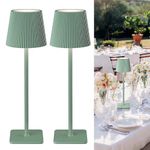 LuminexDesigns Rechargeable Table Lamp Set of 2 LED Cordless Lamps – 5200mAh Battery, Stepless Dimming, 3 Colour Temperatures, IP54 Water-Resistant, for Indoor & Outdoor Use – Green
